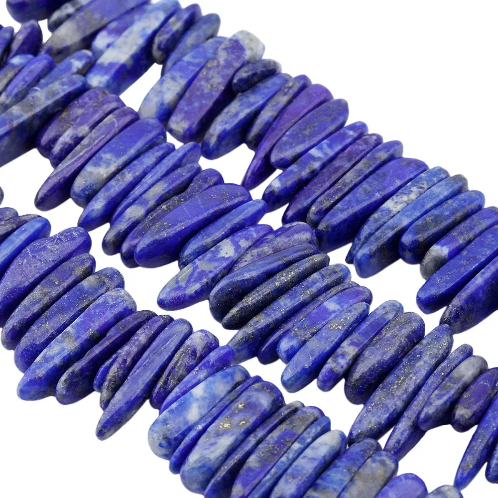 

TUMBEELLUWA Blue Lapis Lazuli Sticks Spikes Stone Top Drilled 15 inch Strand