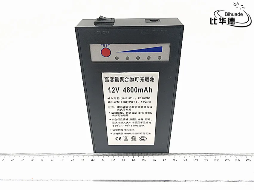 Перезаряжаемый литиевый аккумулятор постоянного тока 12 В 4800 мАч, полимерная батарея для монитора, двигателя, светодиодсветильник Ки, уличный запасной аккумулятор