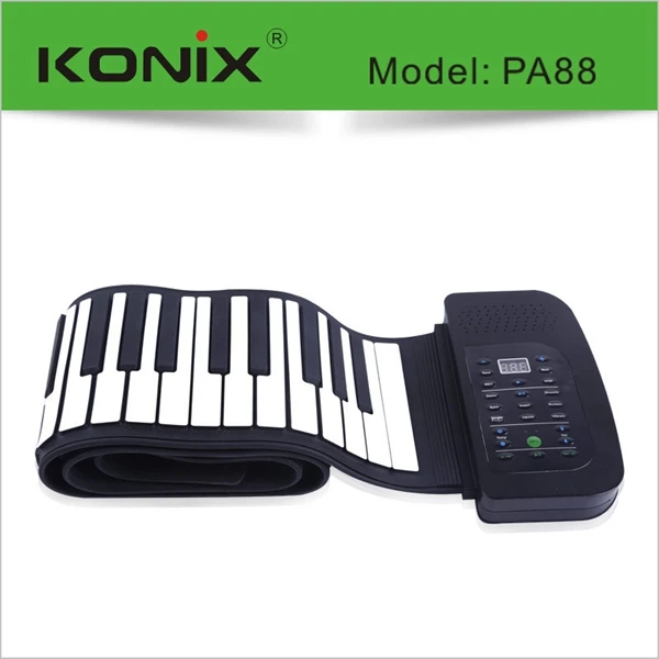 88 Keys MIDI Flexible Electronic Roll Up Piano Soft Silicone Hand-rolling Piano 140 Tones With Foot Pedal Built-in Speaker