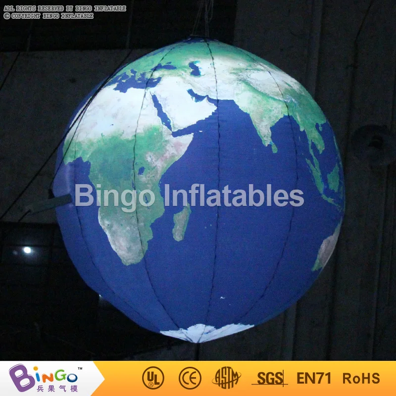 In stock 1.2 Meters Giant LED Inflatable Earth Balloon Globe Hot Sale Oxford Cloth Blow up Earth Models Toys