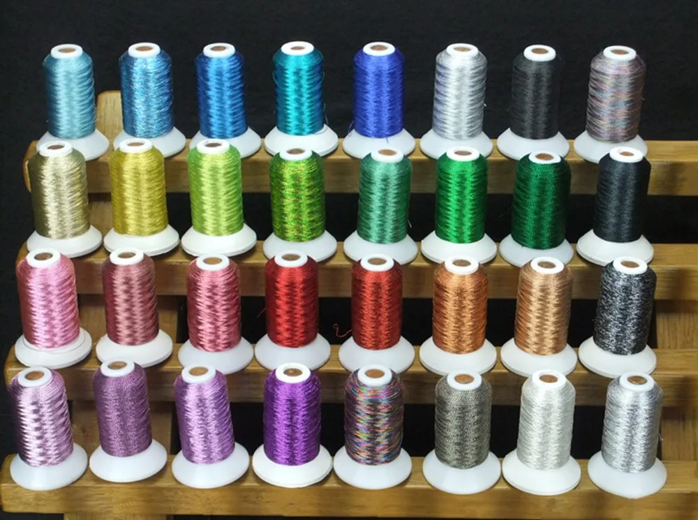 Simthread 32 Assorted Colors Machine Embroidery Thread Luxurious Metallic Thread Similar to Madeira Colors 500 Meters Each