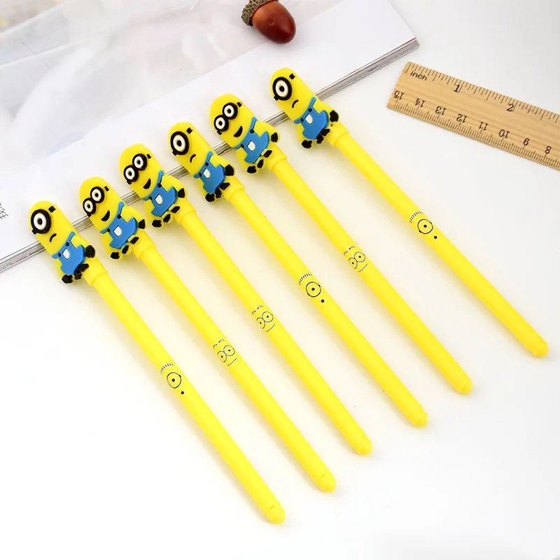 40 Pcs Cute Yellow Single-eyed Black Gel Pens for Student stationery Cartoon Pen Kawaii School Supplies