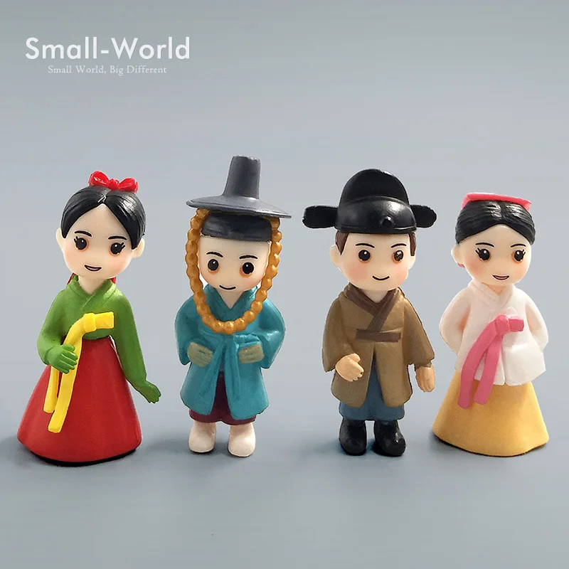 Korean Boy Girl Bonsai Miniature Figurine Wedding decoration Fairy Garden ornament Cartoon people Statue Resin Craft toy TNS010
