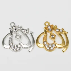 6pcs Rhinestone Islamic Allah Connector Religious Muslim Charm Pendant Accessories For Bracelets Necklaces Jewelry Making