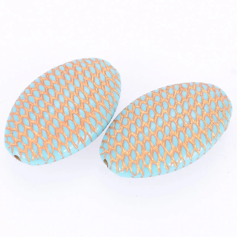 Miasol 20 Pcs 32x20MM Fluted Corrugated Acrylic Antique Plated Spacer Stripe Oval Charm Beads For Diy Jewelry Making