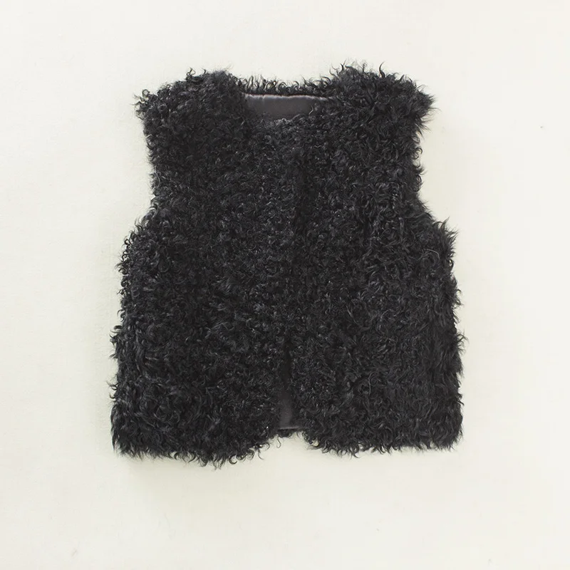 Short lamb fur vest  100%real fur vest  natural fur vest womens fur vests Half round collar