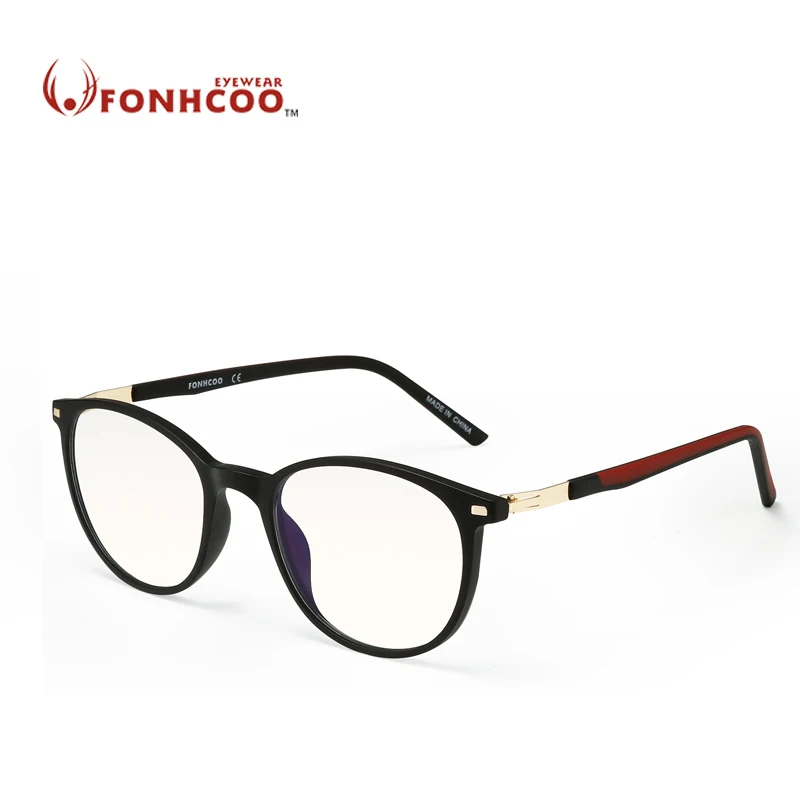 

FONHCOO Stylish TR Glasses Frame Women Round Optical Computer Gaming Glasses Anti blue Light Blocking Glasses Anti eye fatigue