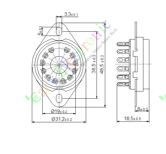 Wholesale and retail 20pcs 12pin GOLD Ceramic vacuum tube sockets top mount base valve for 50CA10 amp free shipping