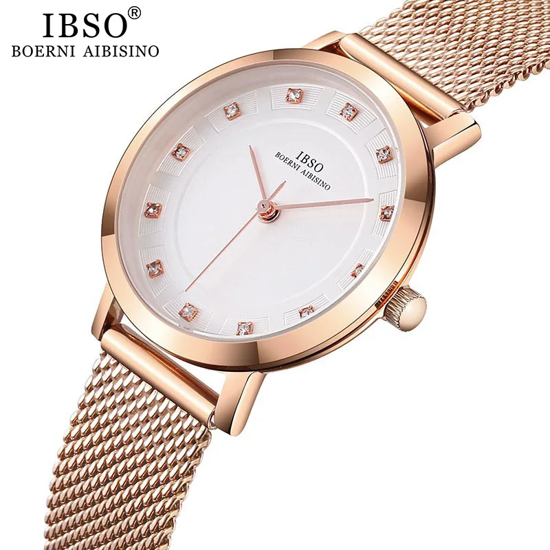 IBSO Brand Women Rose Gold Watch Earring Necklace Set Female Jewelry Set Fashion Creative Crystal Quartz Watch Lady\'s Gift