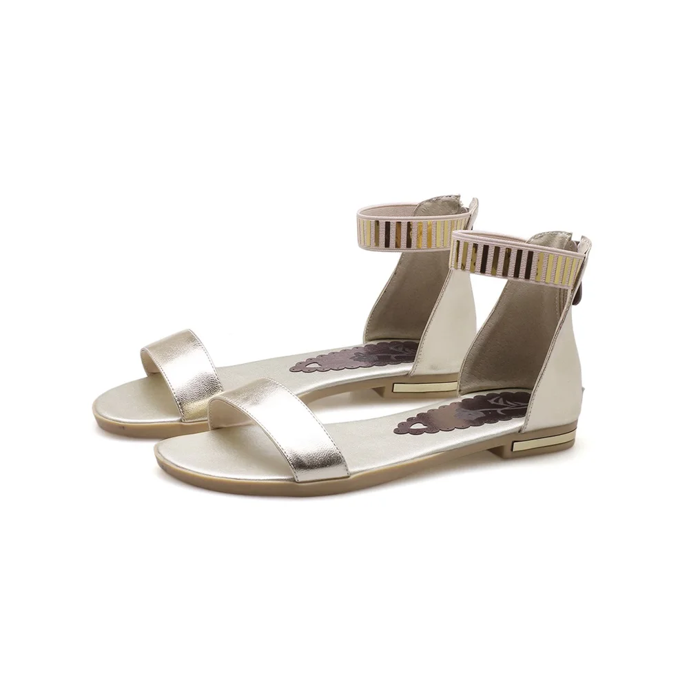 MORAZORA Big size 34-46 New genuine leather sandals women zipper summer black gold white casual beach flat sandals wholesale