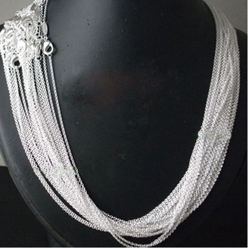 

Wholesale 50pcs/Lot Silver Color 1mm Link Rolo Chain Necklace 16",18",20",22",24inch,Fashion Chain Women DIY Jewelry Fit Pendant