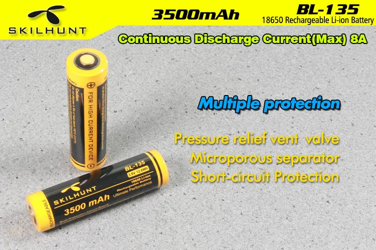 SKILHUNT BL-135 3500mAh Continuous Discharge Current(Max) 8A 18650 Rechargeable Li-ion Battery