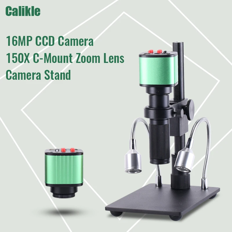 1080p HDMI 16MP USB Industrial Digital stereo Microscope Camera 150X C-Mount Zoom Lens Microscope Stand  for Soldering