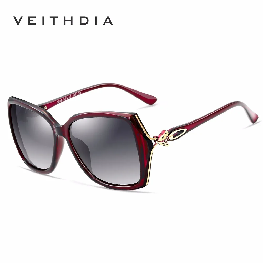 VEITHDIA-Retro Sunglasses for Women, Polarized UV400, Luxury Vintage Fashion, Ladies Sun Glasses, Eyewear for Female, 3039