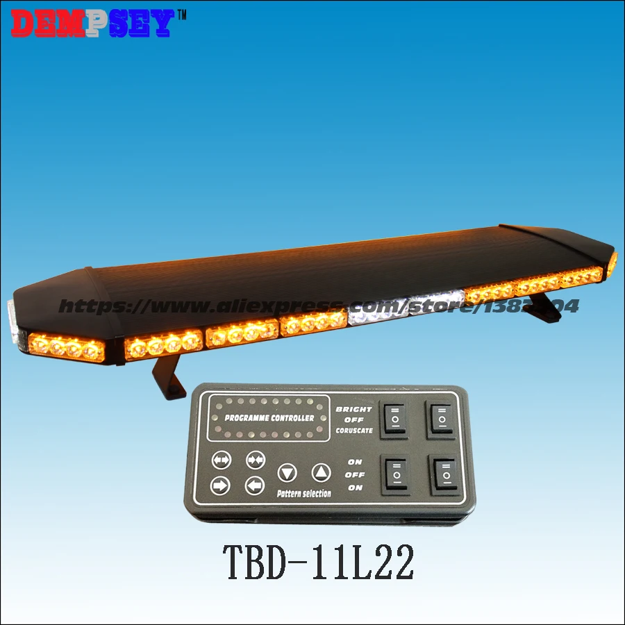 

TBD-11L22 super bright 1.2M Amber LED lightbar, engineering/emergency DC12V/24V Car Roof Strobe Warning lightbar,black aluminum