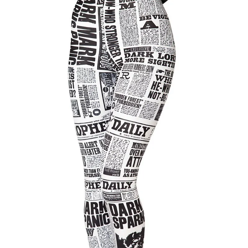 Newspaper Leggings Women Tattoo Pants Newspaper Fitness Workout 3D Print Sportswear Sexy Women Pants Leggings Soft Body Shape