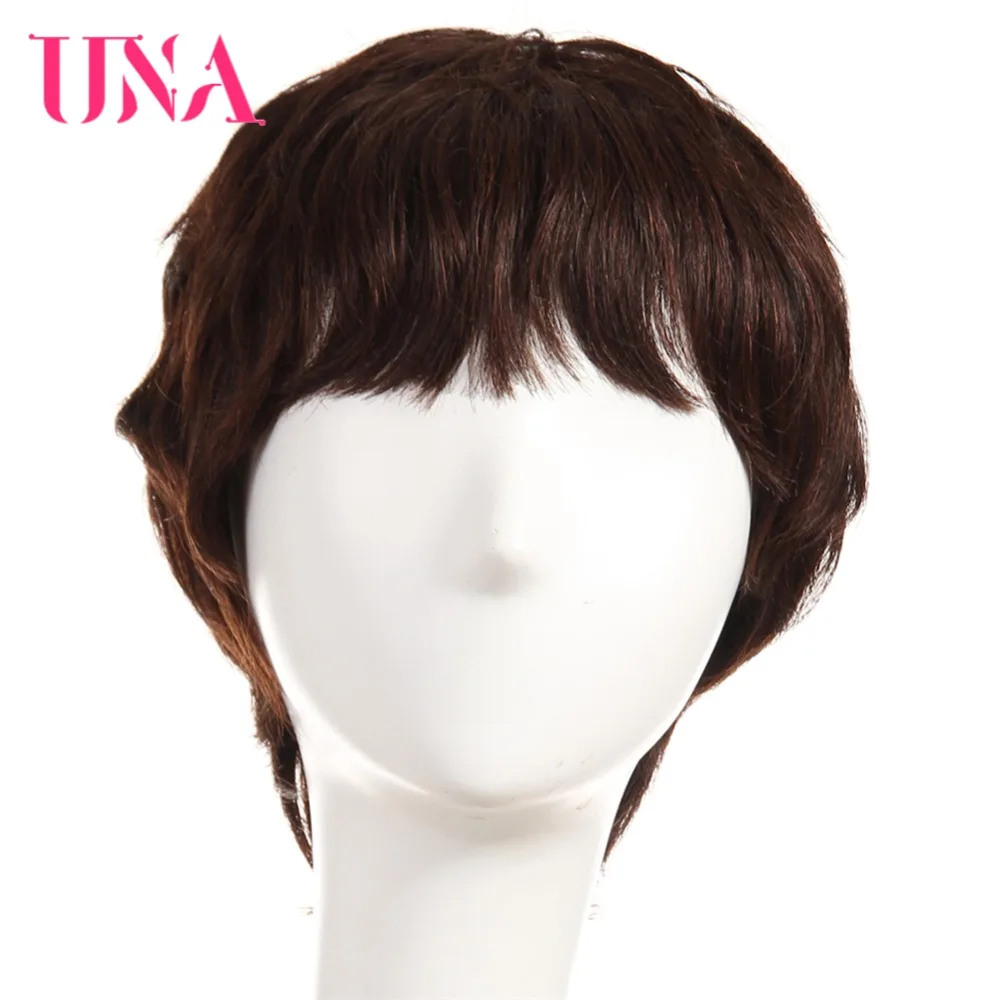 UNA Peruvian Straight Machine Human Hair Wigs Remy Human Hair 120% Density #6384