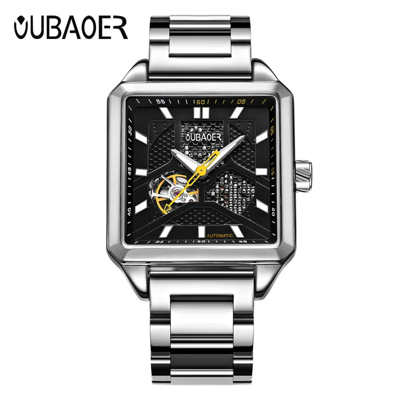 

OUBAOER Brand Men watches Automatic mechanical watch Sport Casual business wristwatch Gold clock leather hours relojes hombre