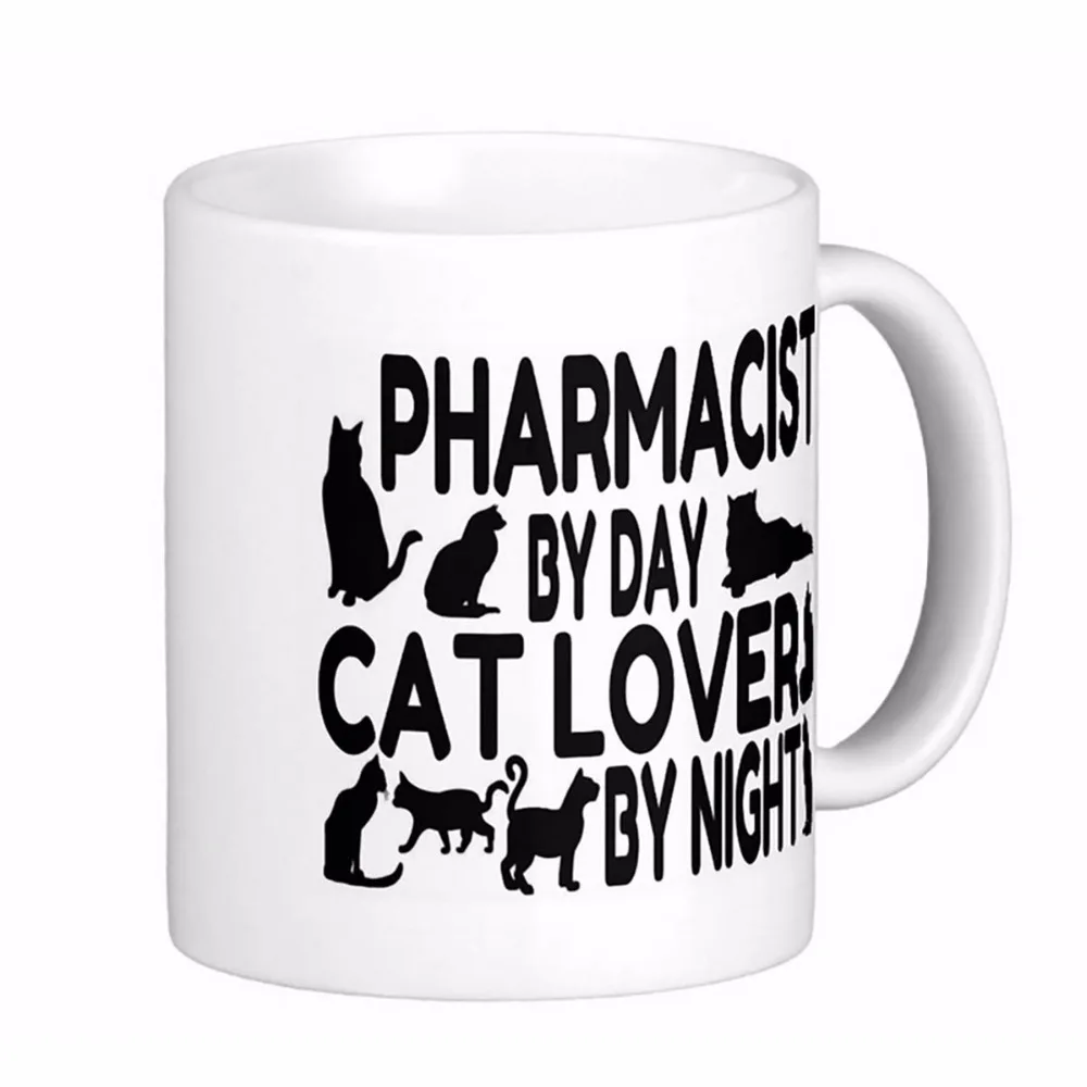 Pharmacist Cat Lover White Coffee Mugs Tea Mug Customize Gift By LVSURE Ceramic Mug Travel Coffee Mugs