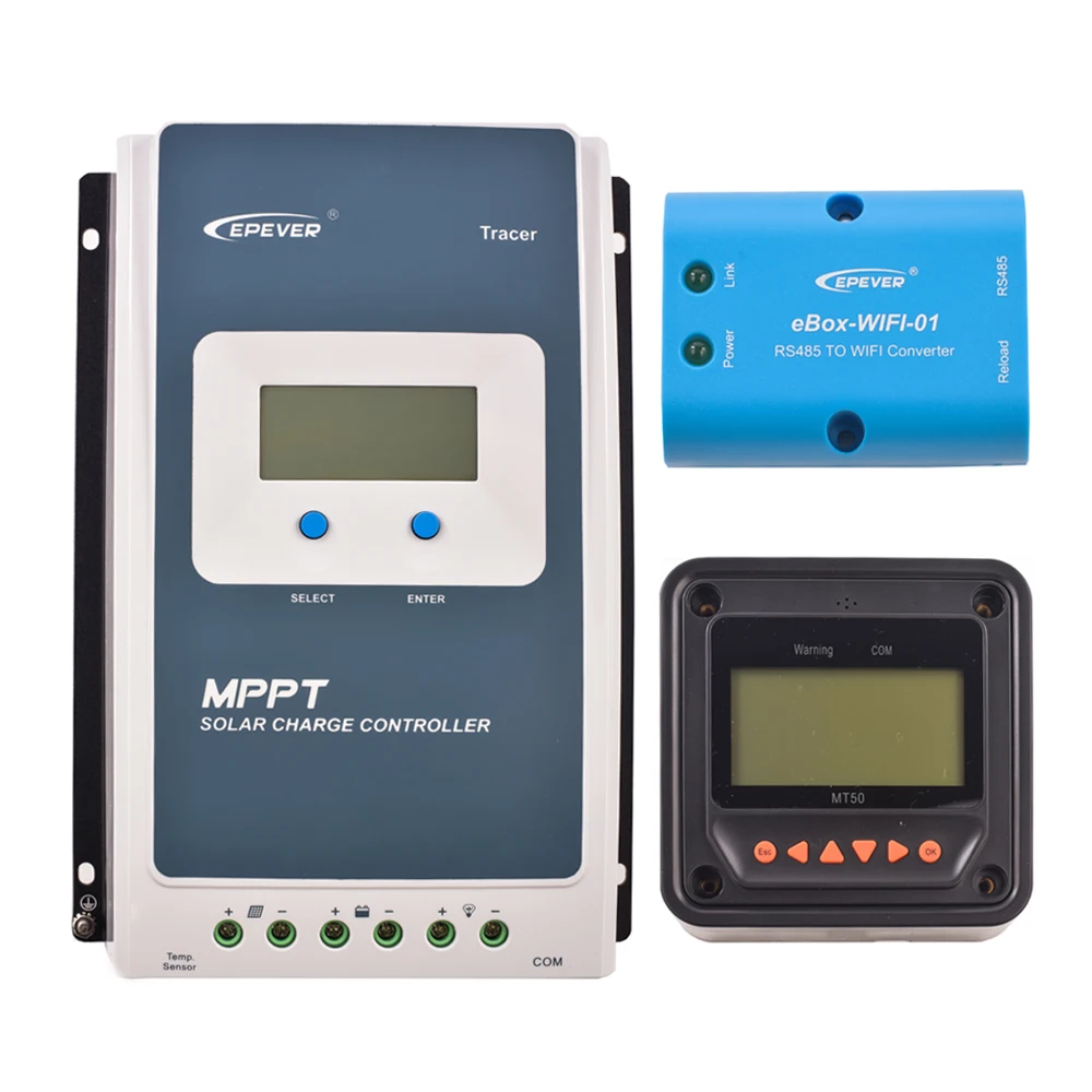 MPPT Solar Charge Controller Tracer 3210AN 12V 24V Auto Work 100VDC input with MT50/PC Cable/Temper Sensor optional