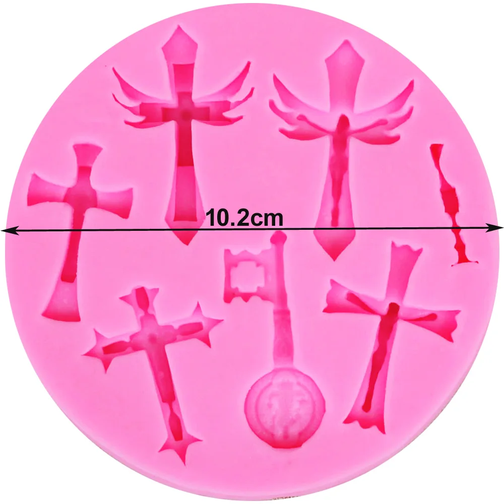 Byjunyeor M268 Epoxy UV Resin Silicone mold cross key pendant shape Decoration Fondant cake mold chocolate mold Handmade  tools