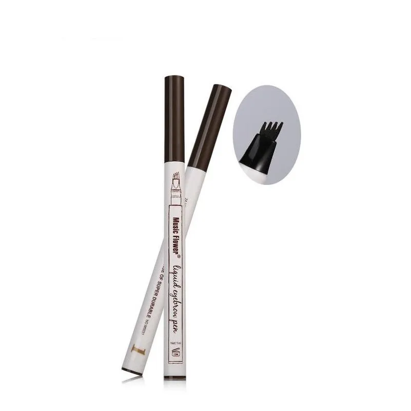 3 cor Dos Olhos Maquiagem 4 Chefes Líquido Sobrancelha Caneta Tatuagem Super Durável À Prova D' Água Eye Brow Pencil Ferramenta de Beleza