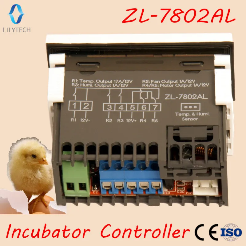 ZL-7802AL,12VDC for ALL, Temperature Humidity for Incubator, Multifunctional Automatic, Incubator Controller, Lilytech, ZL-7802A