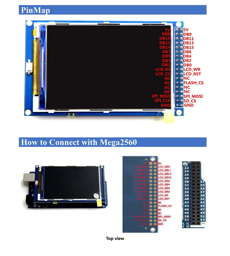 Free shipping! 3.5 inch TFT LCD screen module Ultra HD 320X480 for Arduino + MEGA 2560 R3 Board with usb cable