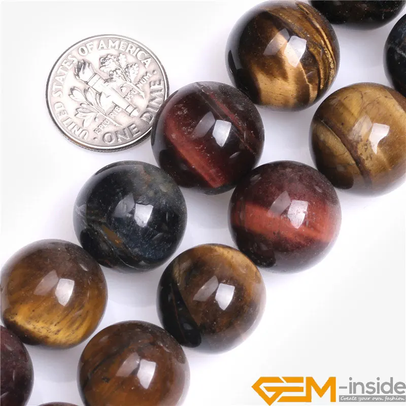 Natural Stone Round Multicolor Tiger Eye beads for Jewelry Making strand 15\