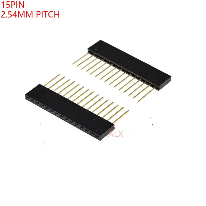 Cabezal de PIN hembra recto de una sola fila, 10 piezas, 15 Pines, 2,54 MM de largo, 11MM, Conector de tira, 1x15, 15 pines para PCB arduino