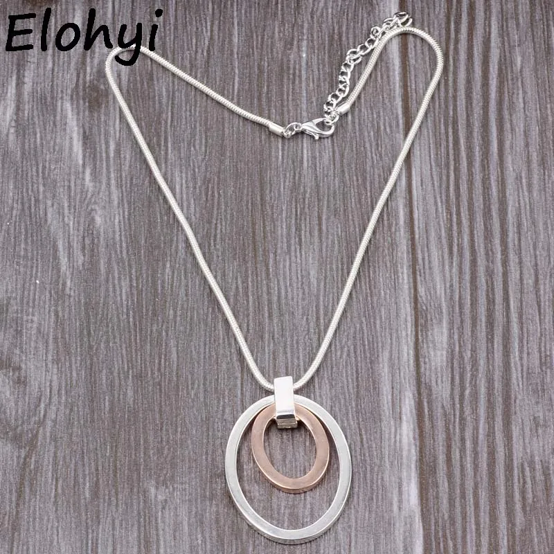 ELOYHI Women Choker Necklace Double Color Plate Oval Match Collar For Women Trendy Neckalce&Pendants Gift