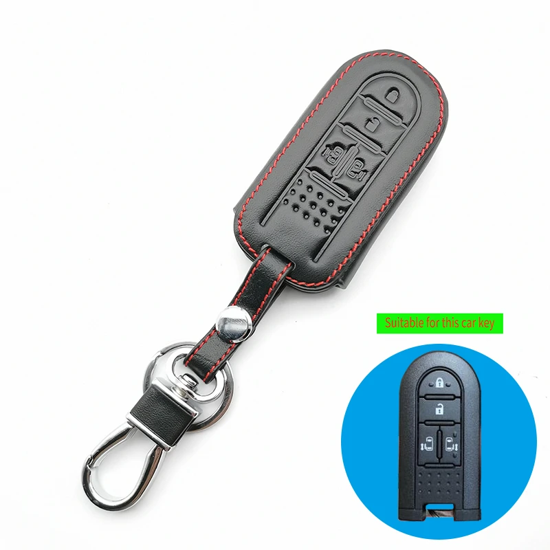 Car Key Case Smart Leather Case Cover Keychain  for Toyota Daihatsu Tanto ZAD LA600S Custom Move LA150S Moovecanvas LA800S