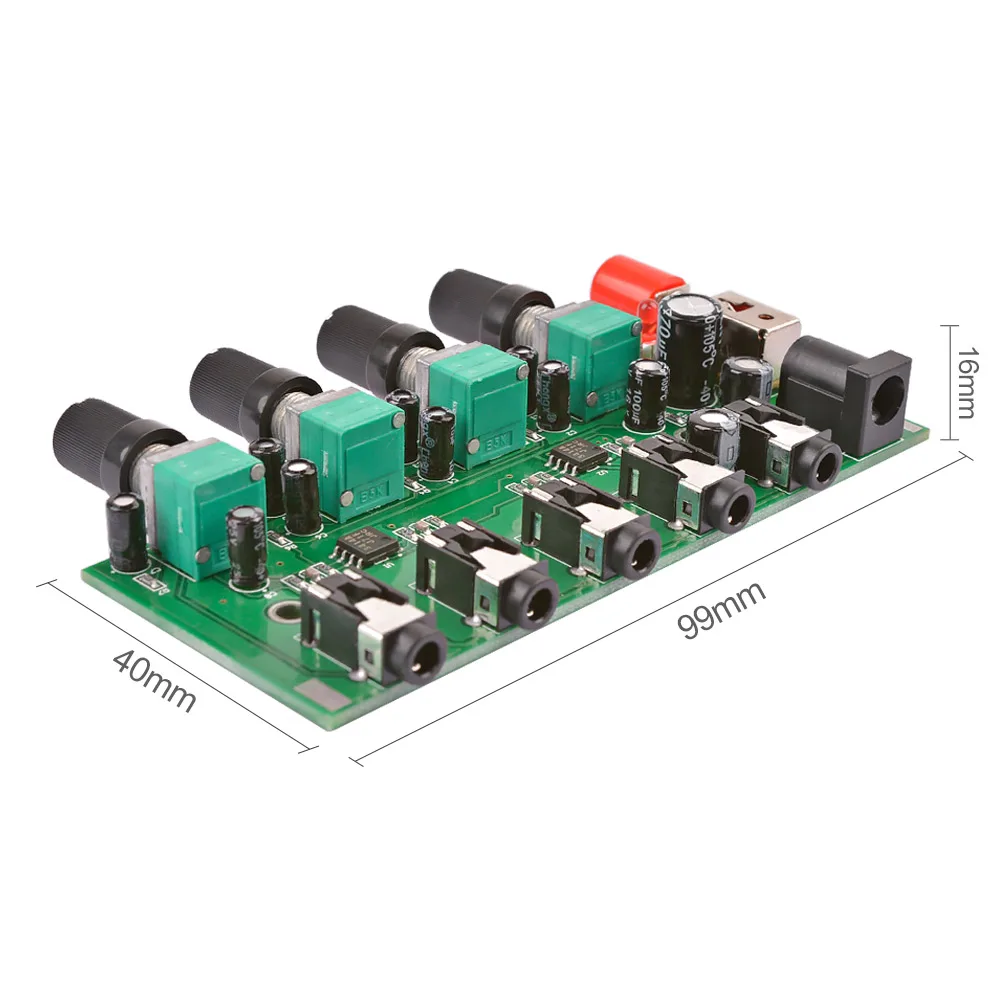 AIYIMA 4วิธีสเตอริโอ Mixer Board Audio Source Reverberative Driver หูฟังผสม DIY สี่อินพุตเอาท์พุท