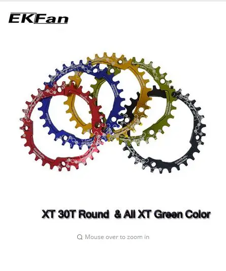 EKFan 104BCD Multicolor XT Oval Round 30T 32T 34T 36T Circle Crankset Plate Narrow Wide MTB Bike Chainwheel Cycling