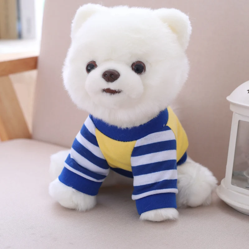 25cm Kawaii Simulation Pomeranian Dog Plush Toy Lovely Stuffed Animal Dog White Pomeranian Best Birthday Christmas Gift for Kids