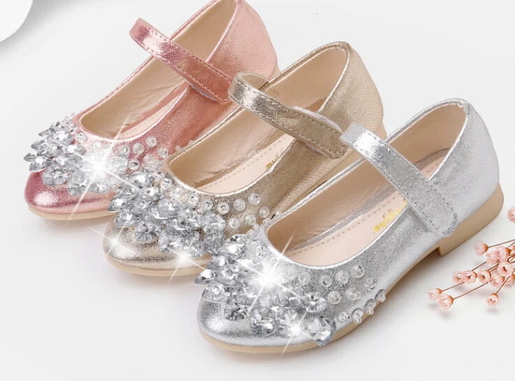 shorha 2018 NEW Rhinestone Glitter Kids Girls Shoes Princess Girls Sandals Toddler Big Girls Wedding Party Shoes