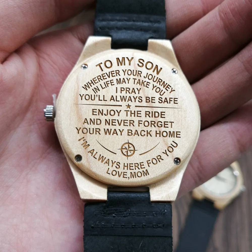 

FROM MOM TO SON ENGRAVED WOODEN WATCH I'M ALWAYS HERE FOR YOU