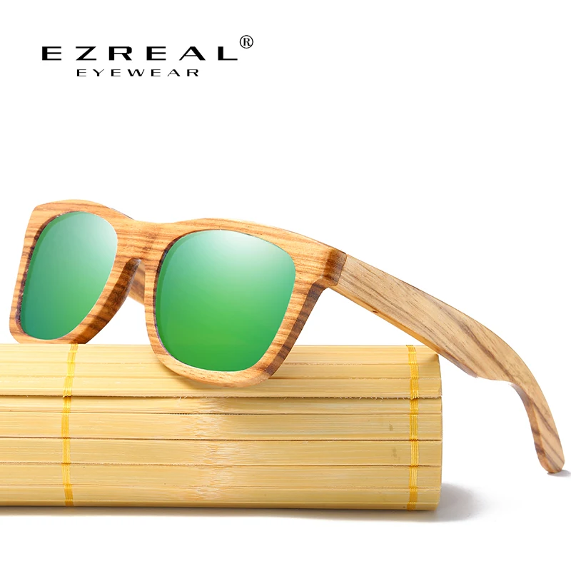 

EZREAL Bamboo Sunglasses Men Zebra Wooden Sun glasses Women Brand Designer Original Wood Sunglasses Oculos de sol masculino