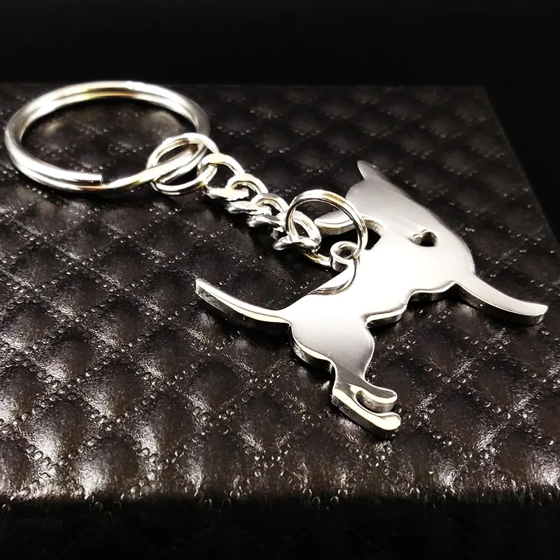 2024 Chihuahua Dog Keychain Jewelry Silver Color Stainless Steel Keychain for Women Dog Jewelry llaveros mujer K922S01