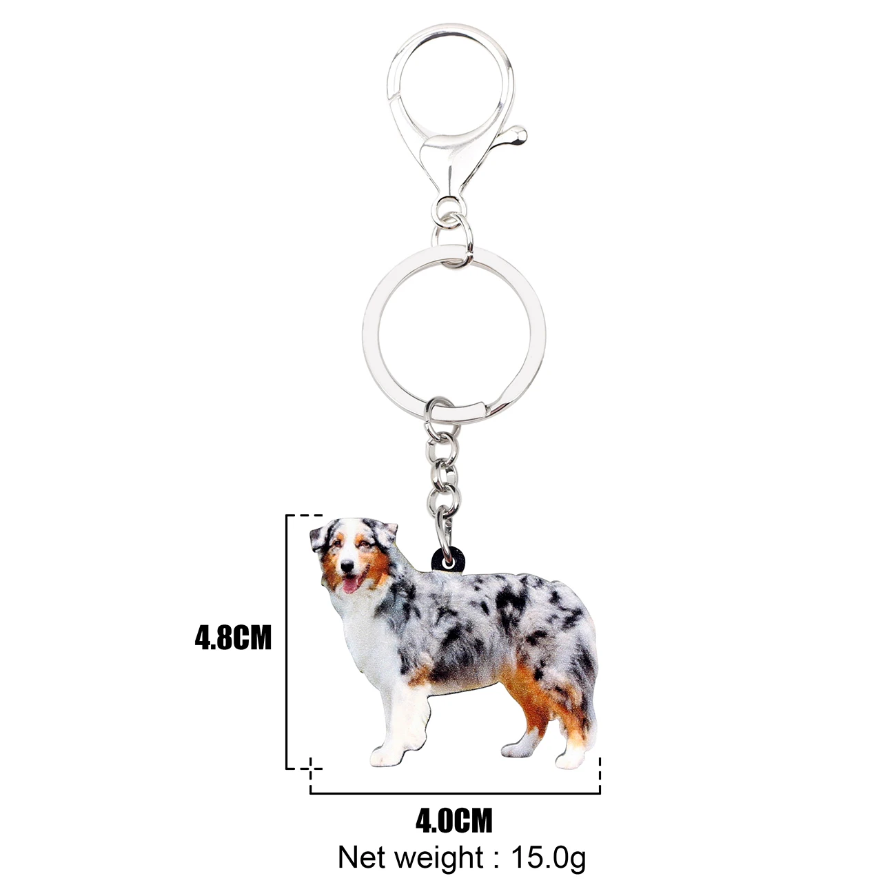 WEVENI Acrylic Australian Shepherd Dog Key Chains Keychains Holder Animal Jewelry For Women Girls Bag Car Wallet Charms Pendant