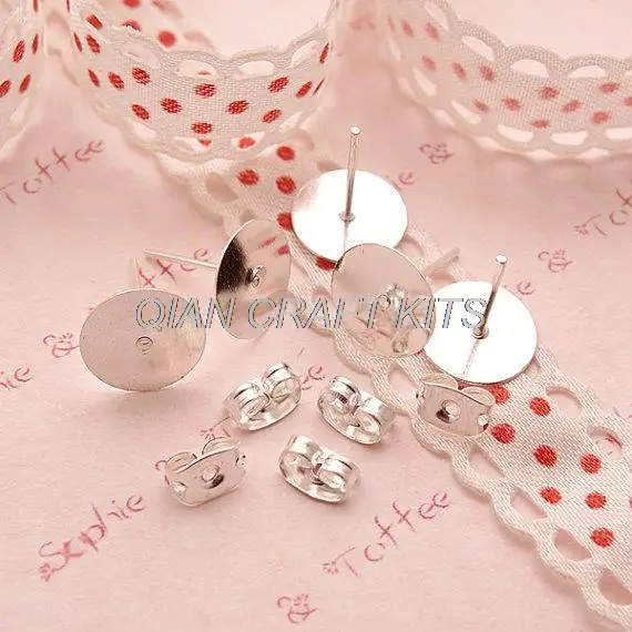 

600 sets Sliver Plated Blank Pad Ear Studs 10mm pad with free earring backs or you pick colors lead and nickle free quality item