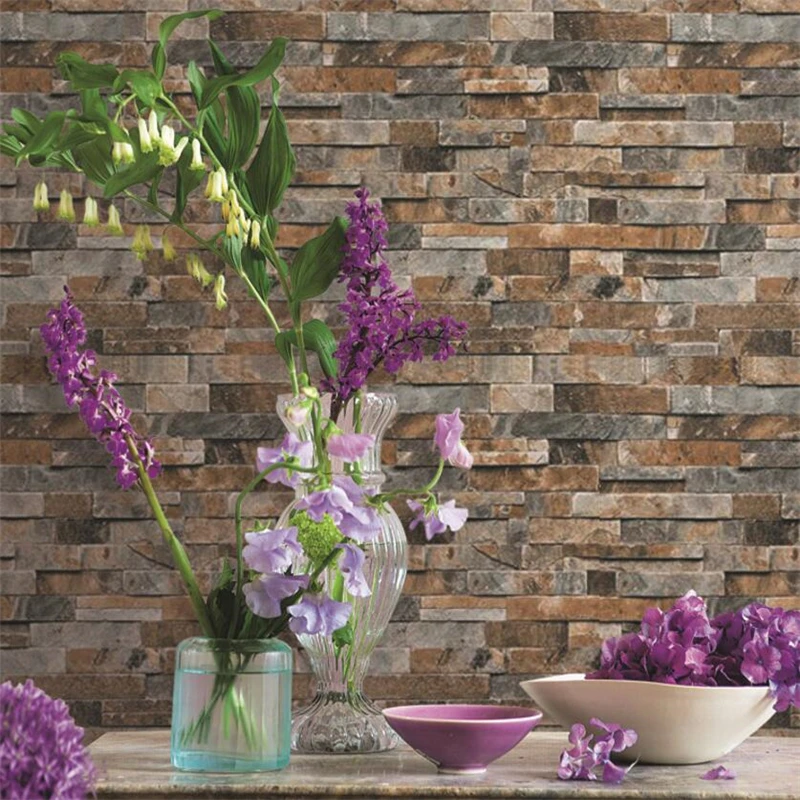 

wellyu Hot 3D stereo imitation marble wallpaper living room restaurant bar background wall retro antique brick wallpaper