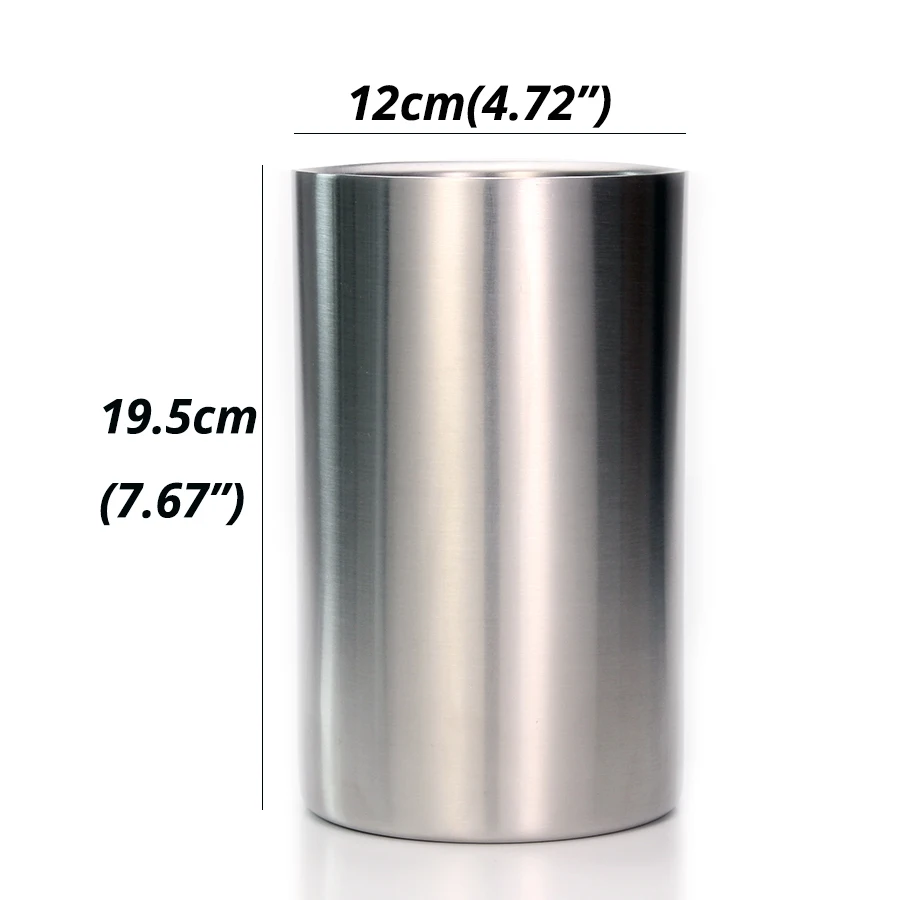 Wine Cooler- Ice Bucket Double Wall Stainless Steel - Multipurpose Use as Kitchen Utensil Holder and Flower Vase