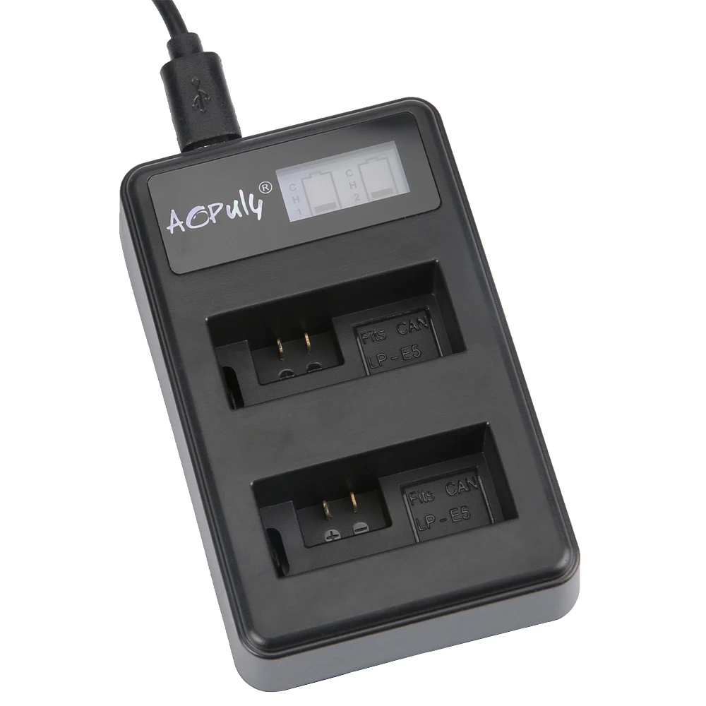 2 шт. аккумулятор LP-E5 LP E5 LPE5 + двойное зарядное устройство с ЖК-дисплеем USB для камеры Canon 450D 500D 1000D Kiss Digital X2 X3 F Rebel XSi Xli XS