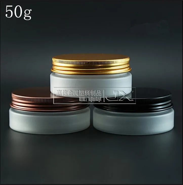 

Free Shipping 50g/ml Frosted Plastic Flat Bottle Jar Aluminum Screw lid Butter Pomade Bath Salt Small Sample Packing Bottles