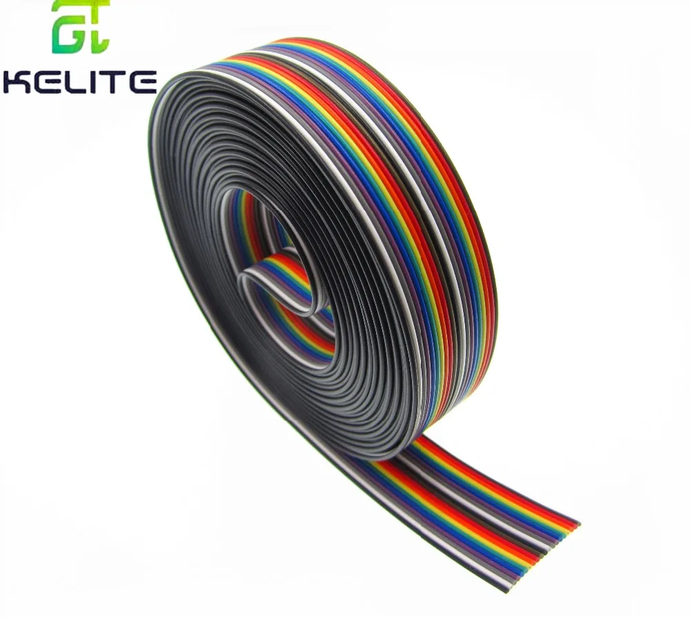 ribbon cable 20 WAY Flat Color Rainbow Ribbon Cable wire Rainbow Cable 20P ribbon cable 1.27MM pitch 5meters/lot IN STOCK