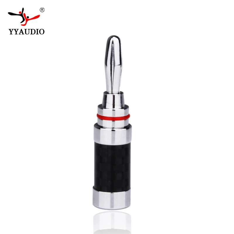 YYAUDIO Hifi Banana Connector 4mm Speaker Banana plugs Copper Rhodium Plated Banana Jack For Audio Jack Speaker Plugs Black&Red