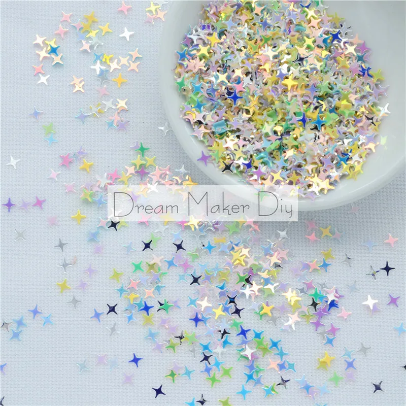 25g(1000pc) 5mm Flat Brilliant Cross star shape Loose Sequins Paillettes Sewing Wedding Craft Children DIY Accessories