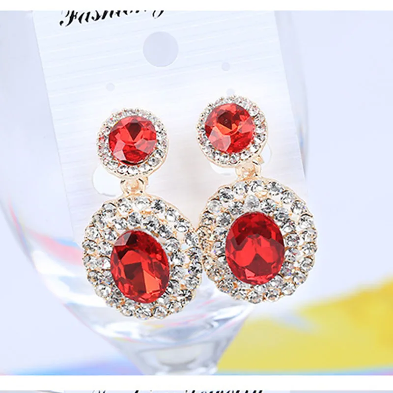 JIOFREE Fashion Rhinestone Statement Alloy Clip on Earrings No Hole Ear Clip for Women Girl Crystal Earring Jewelry wholesale