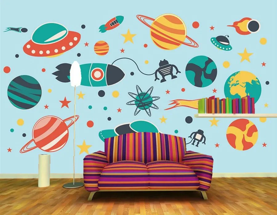 

Custom wallpaper wall murals,Cartoon space mural papel de parede, living room TV sofa background wallpaper for children's rooms